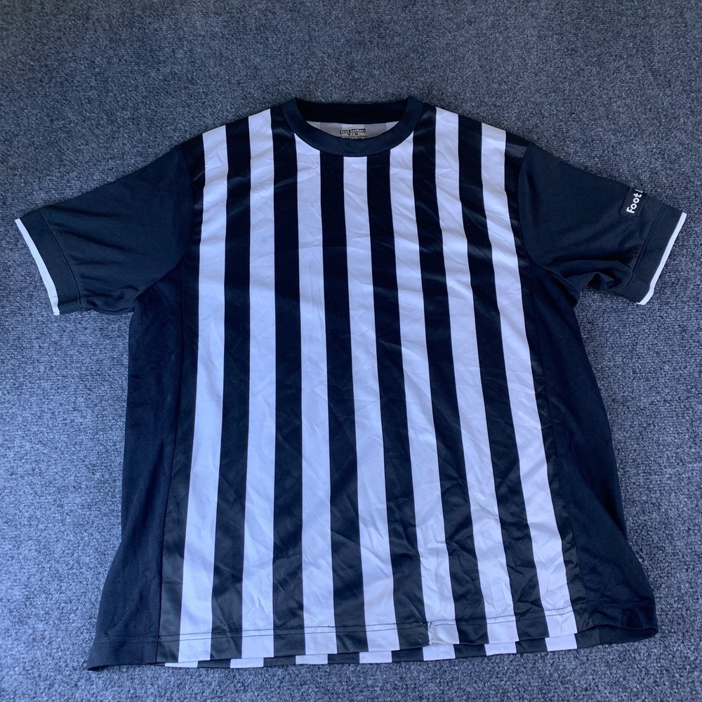 Foot Locker Employee T-Shirt Mens Medium Black White Striped Mesh Lined Athletic